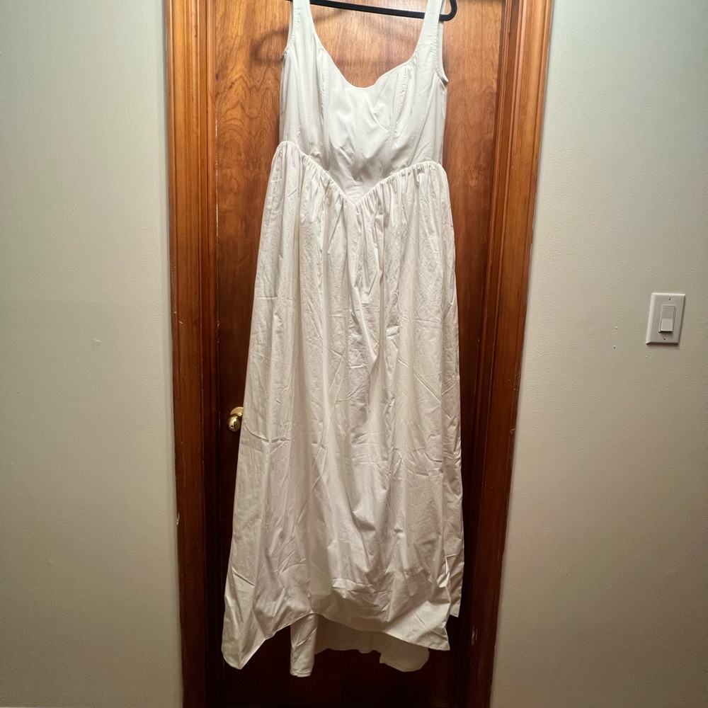 Sleeveless Cotton Basque Waist Corset Wedding Dress CottageCore RenFaire